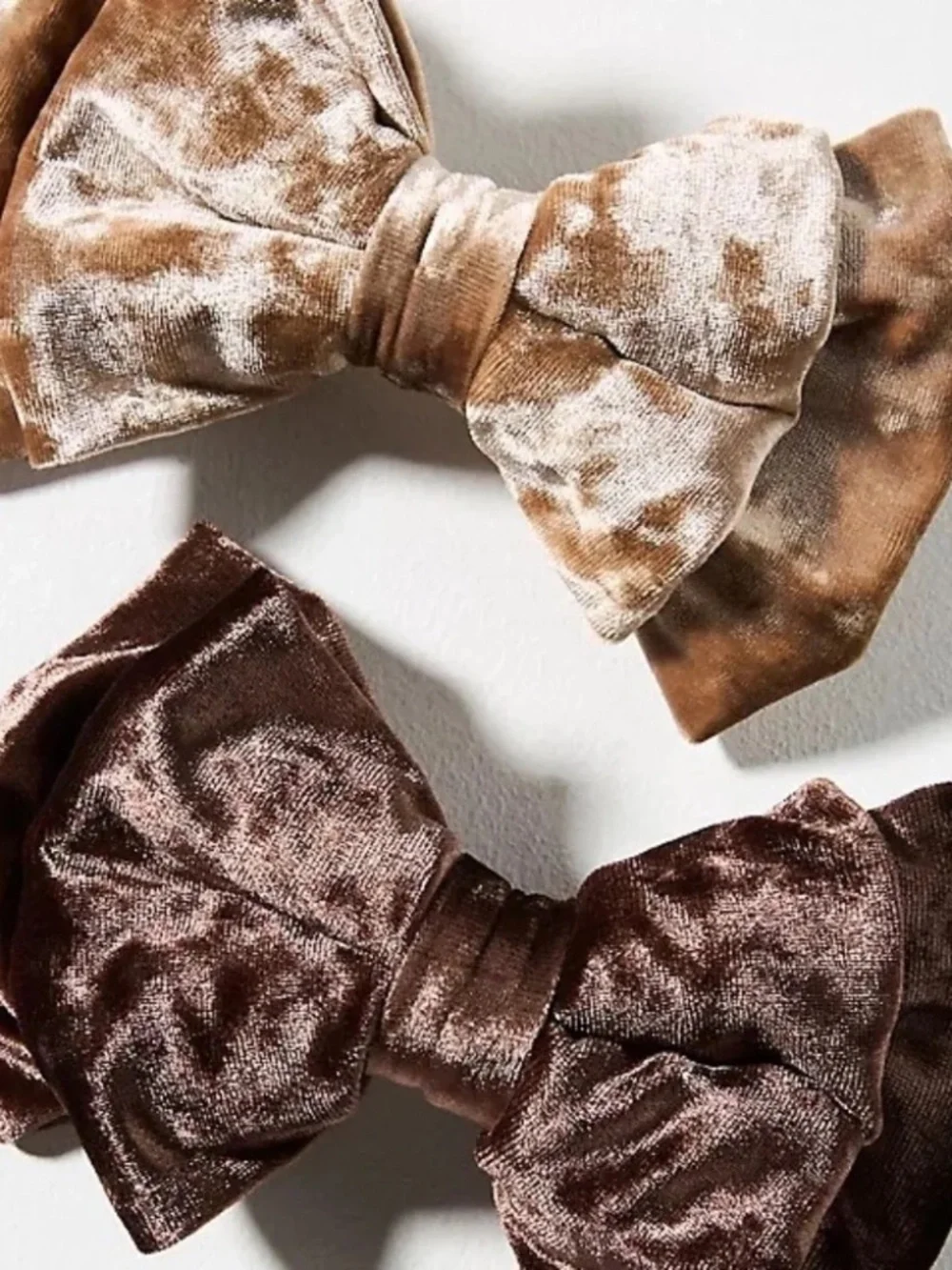 NWT Anthropologie Velvet Hair Bow Barette Set Brown